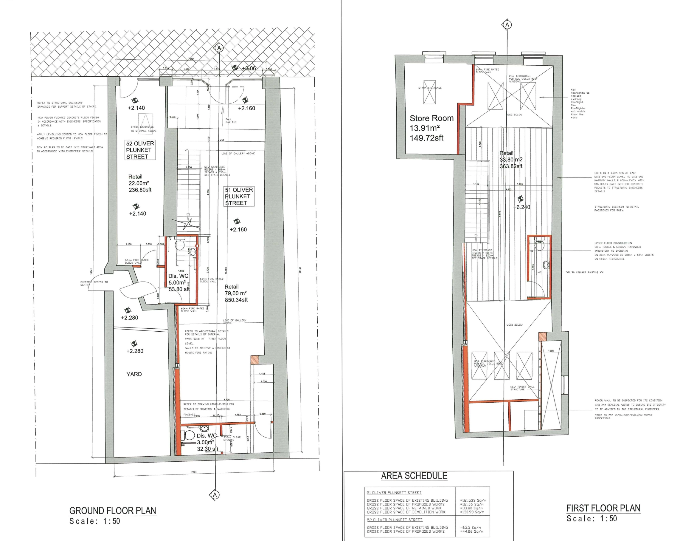 Renovation of retail building Oliver Plunkett Street-plan